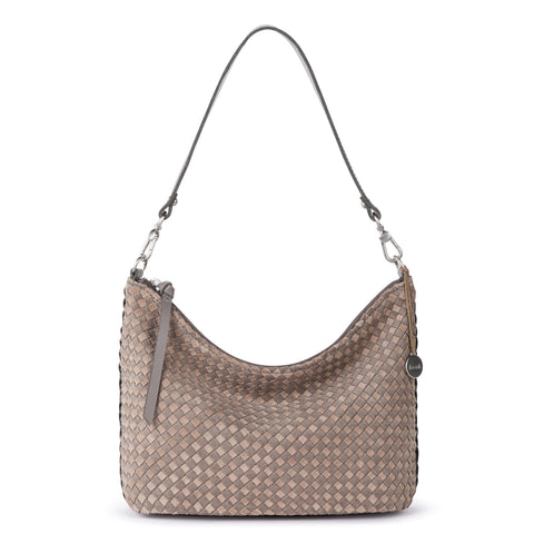 The Sak Juniper Small Hobo - Leather - Mushroom Sand Suede Woven