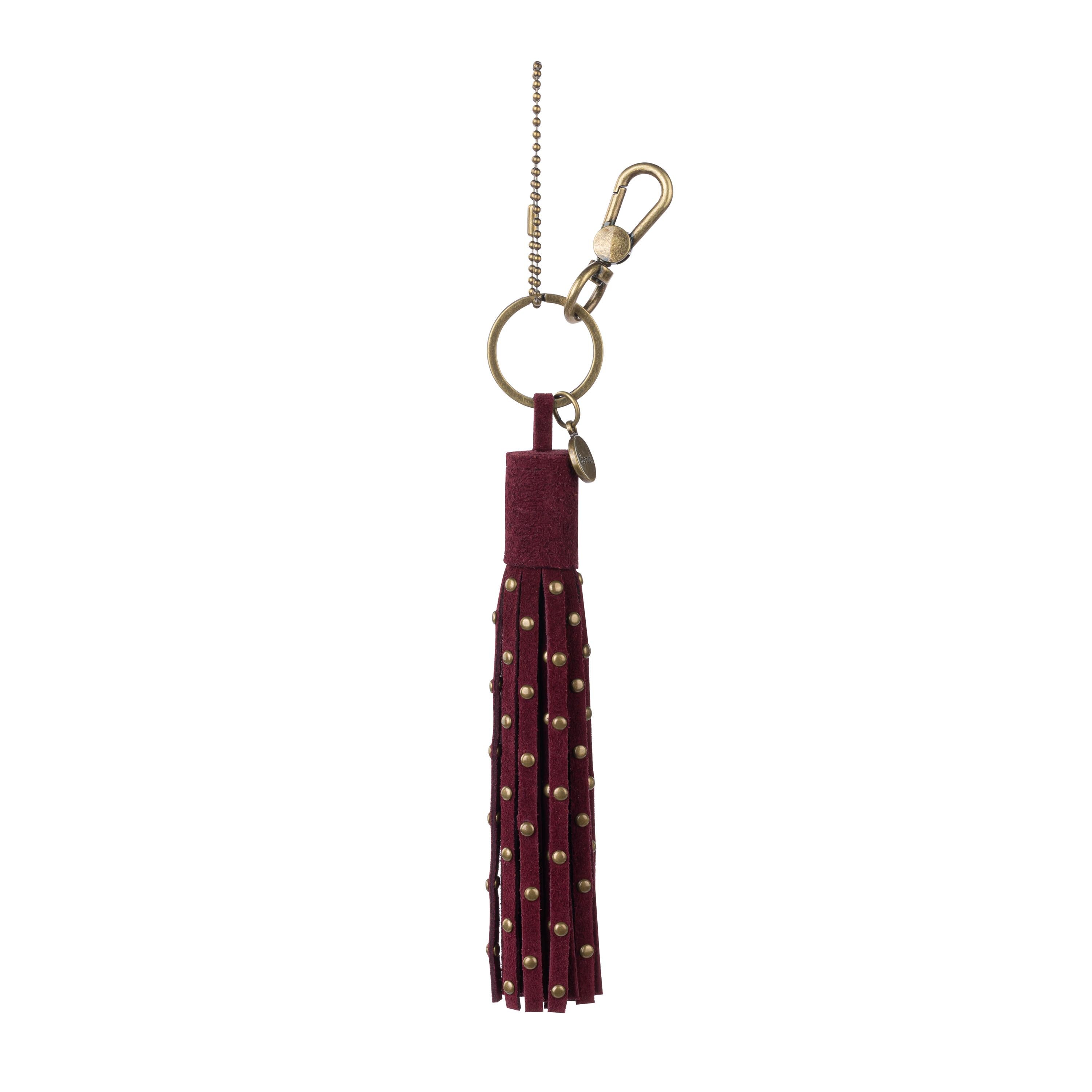 The Sak Birch Tassel Dangle - Leather - Black Cherry Suede Stud