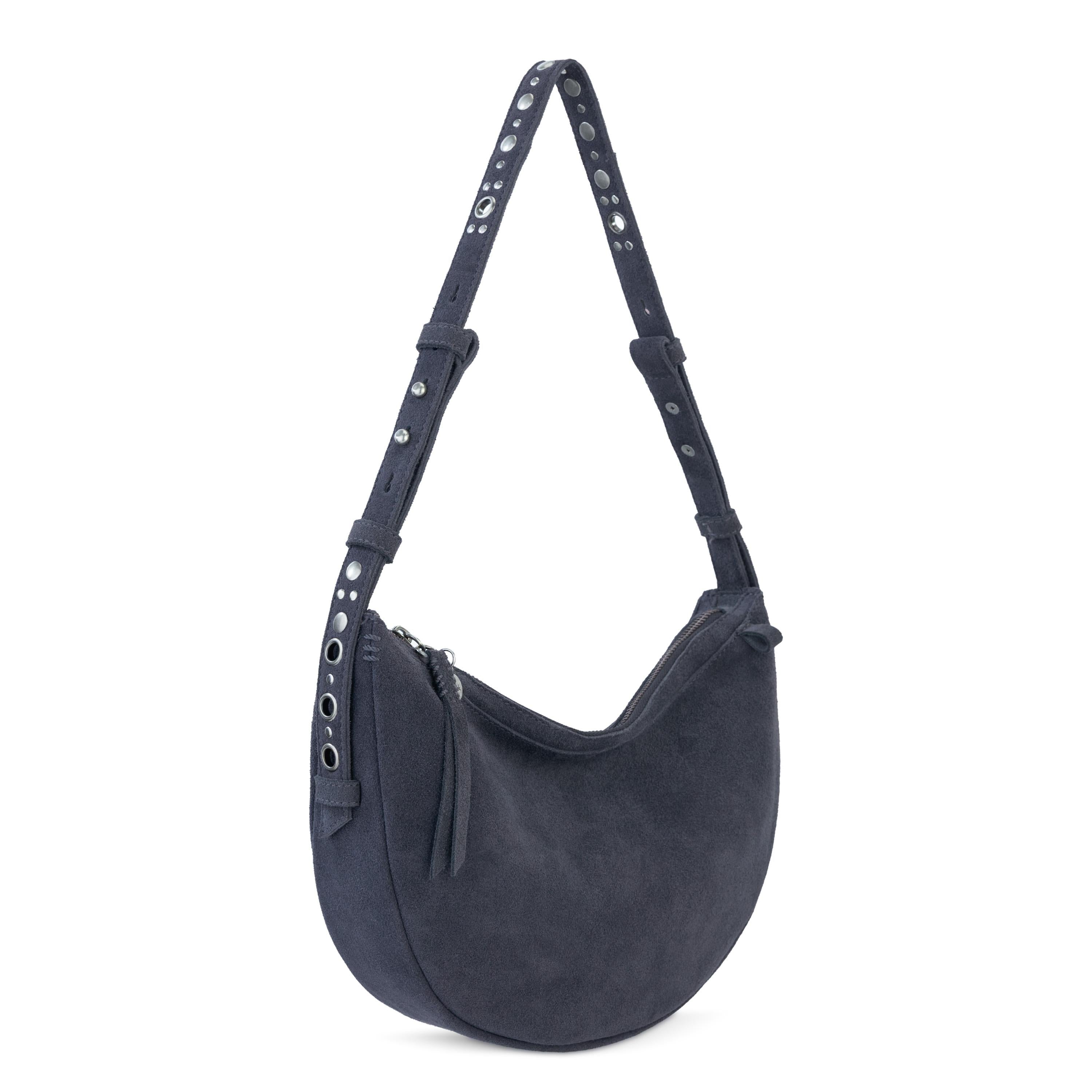 The Sak Tess Shoulder Bag - Leather - Storm Grey Suede Belt
