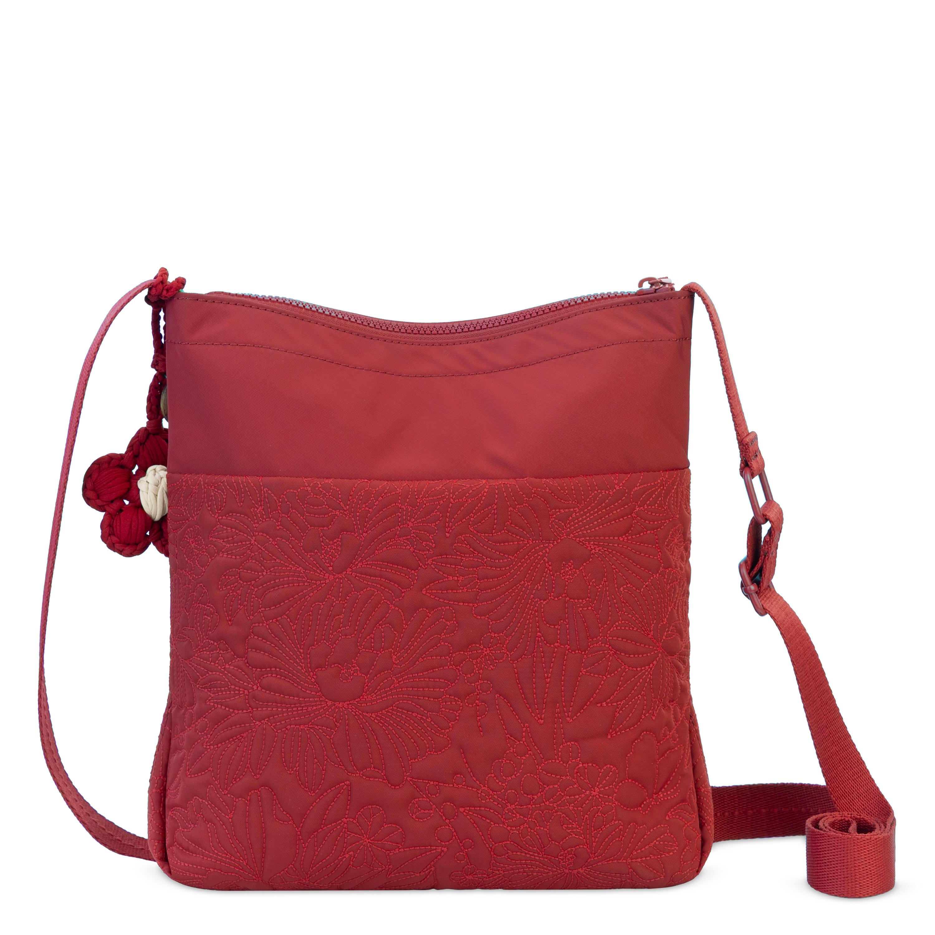Sakroots Banyan Basic Crossbody - EcoTwill - Crimson Flower Blossom Quilted