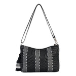 Sakroots Lumi Crossbody - Straw - Black Metallic Woven