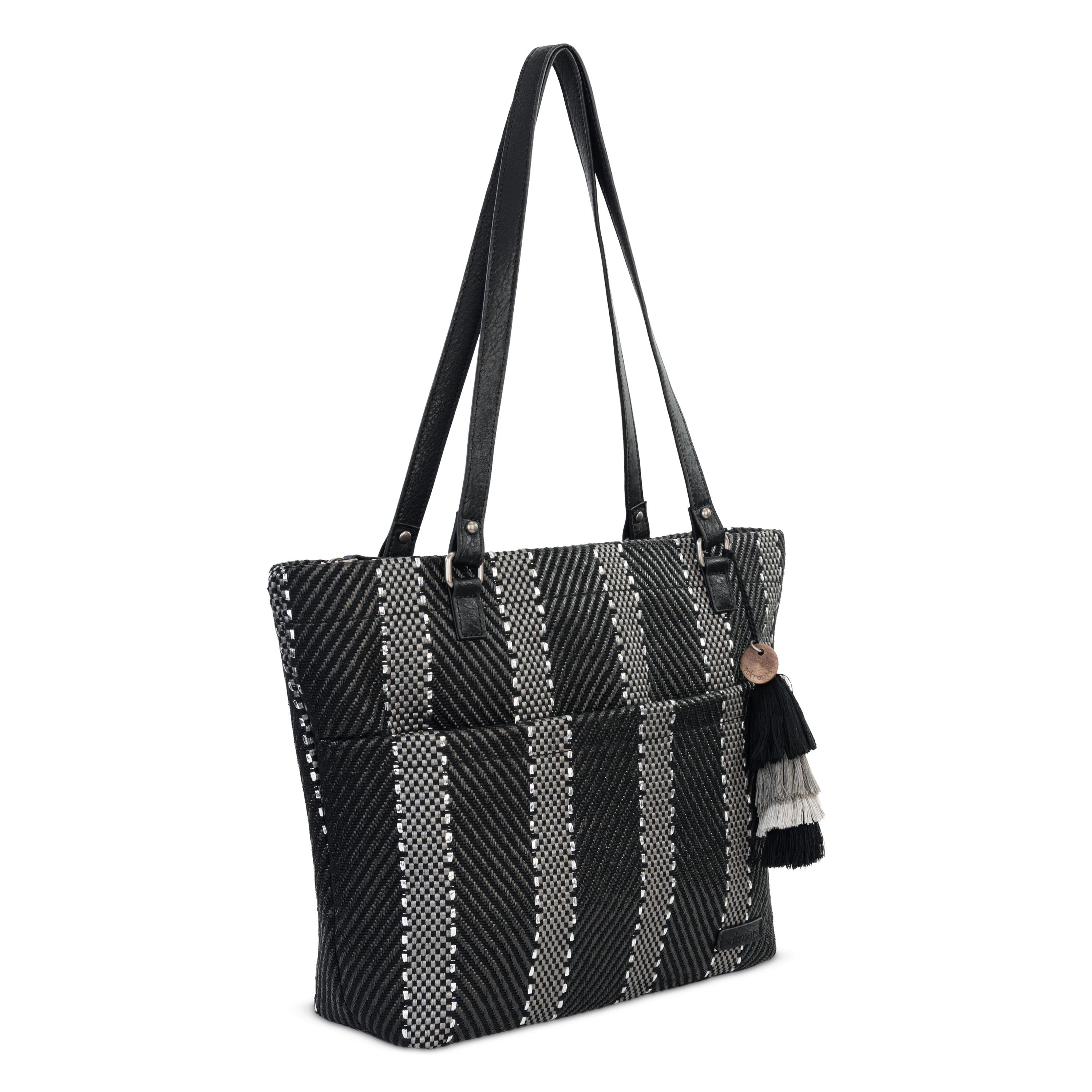 Sakroots Banyan Shoulder Tote - Straw - Black Metallic Woven