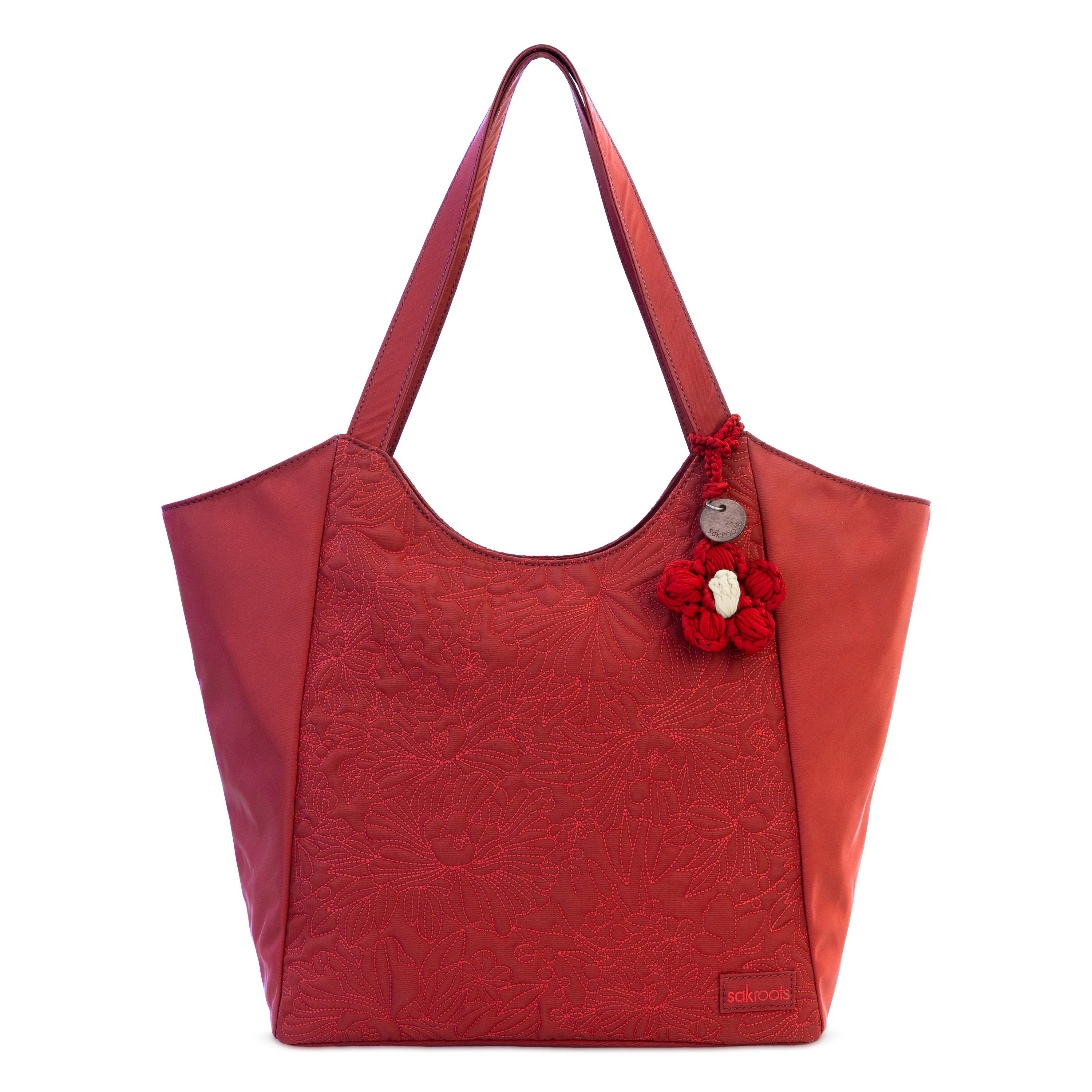 Sakroots Roma Large Tote - EcoTwill - Crimson Flower Blossom Quilted