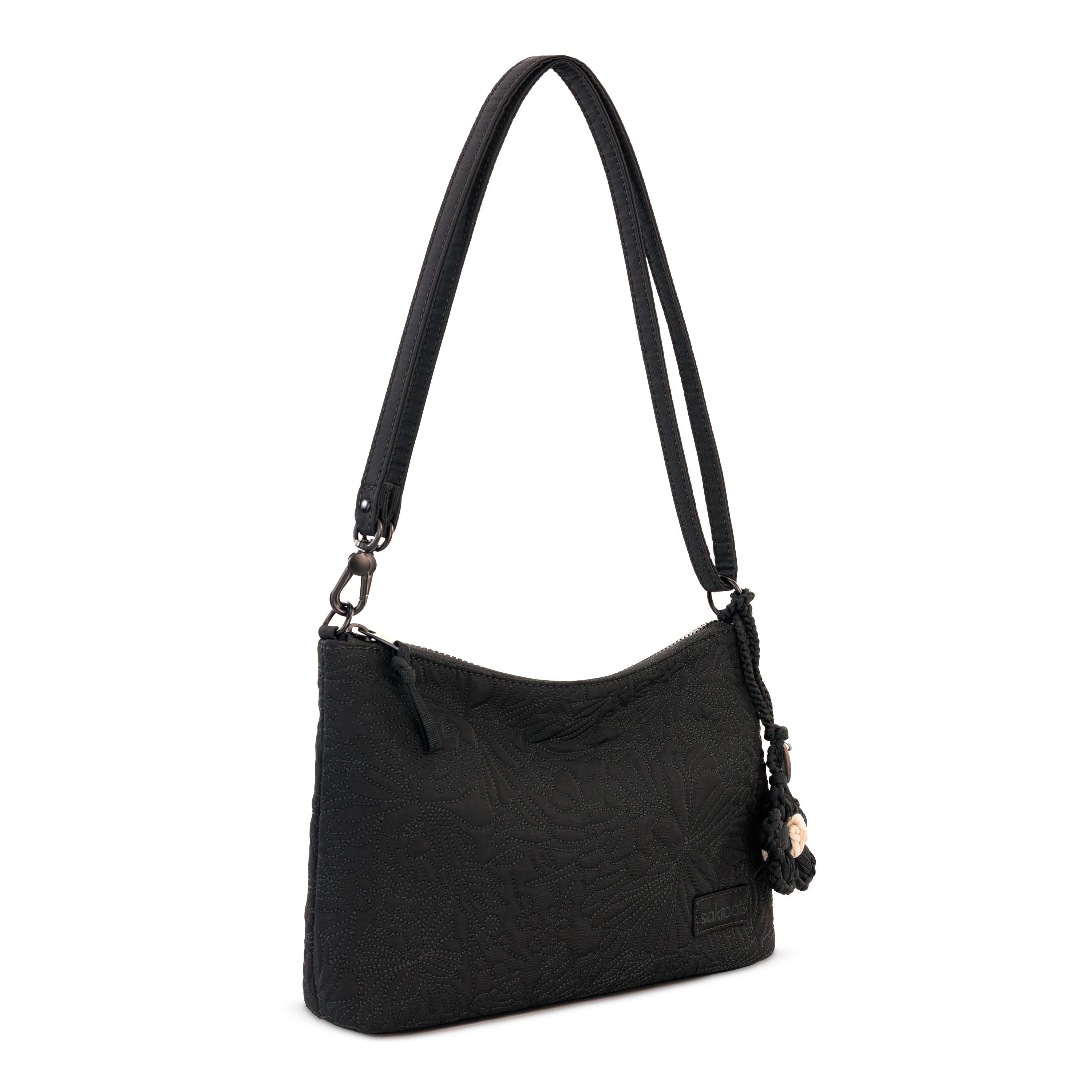Sakroots Lumi Crossbody - EcoTwill - Black Flower Blossom Quilted