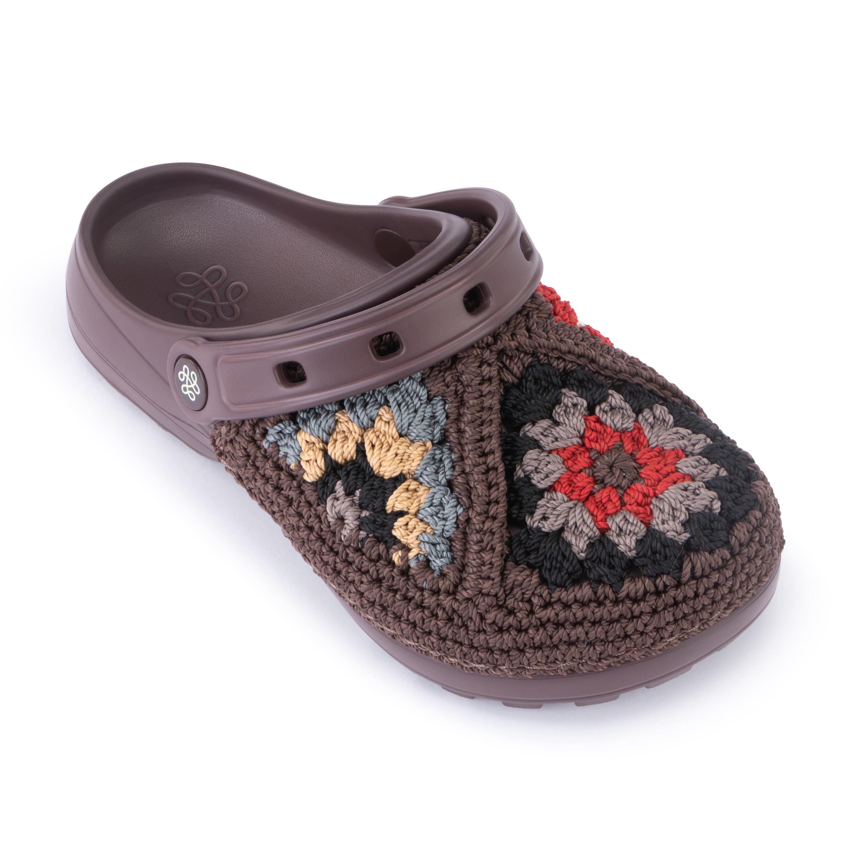 The Sak Bolo Clog - Hand Crochet - Walnut Patch