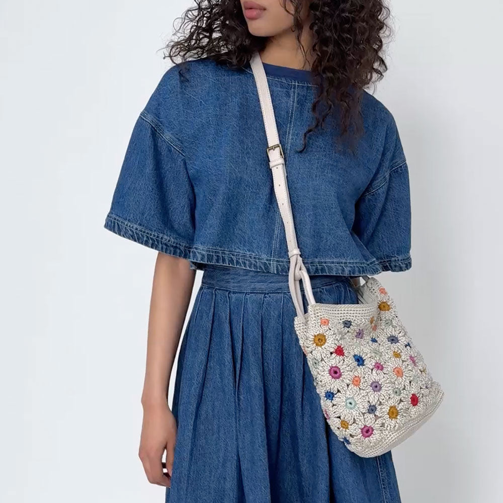 The Sak Los Feliz Crossbody - Hand Crochet - Natural Multi Flowers