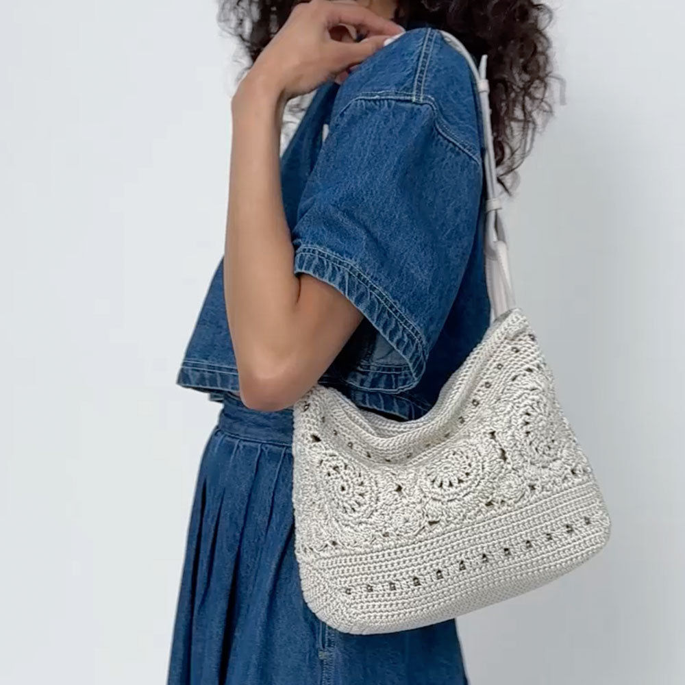 The Sak Los Feliz Hobo - Hand Crochet - Natural Medallion