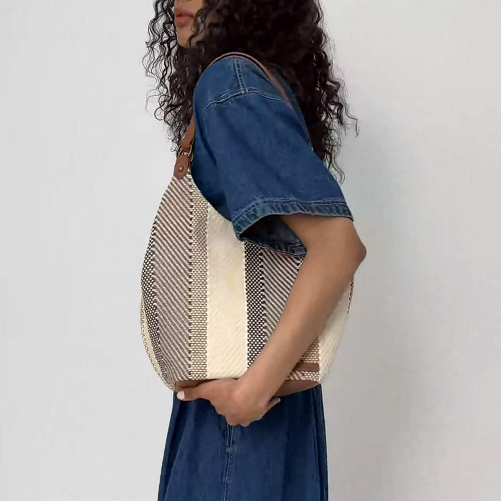 Sakroots Roma Shopper - Straw - Tobacco Batik Woven