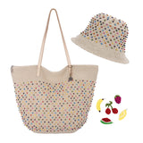 The Sak Faye Tote 3 Piece Set - Hand Crochet - Ecru Multi Beads